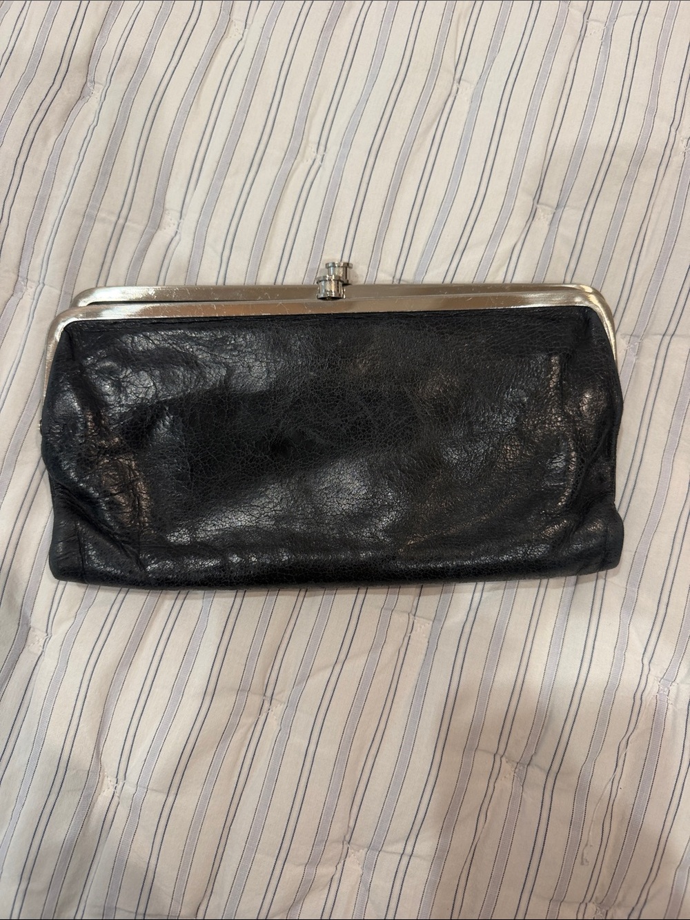 HOBO Classic Black Leather Frame Clutch